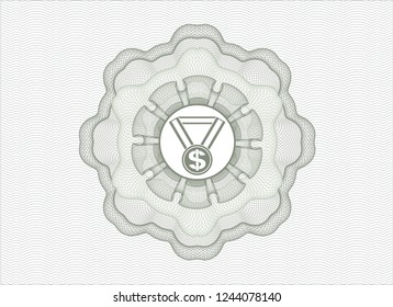 Green abstract linear rosette with business award icon inside