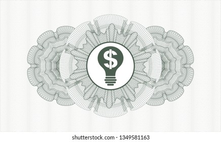 Green abstract linear rosette with business idea icon inside