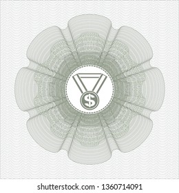 Green abstract linear rosette with business award icon inside