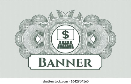 Green abstract linear rosette with business congress icon and Banner text inside