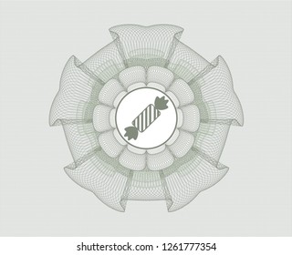 Green abstract linear rosette with candy icon inside