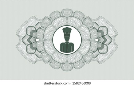 Green abstract linear rosette with chef icon inside