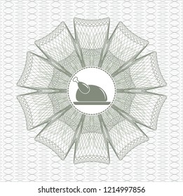 Green abstract linear rosette with chicken dish icon inside