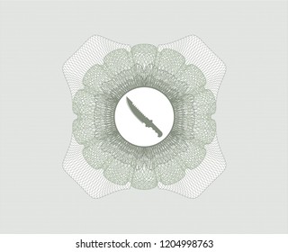 Green abstract linear rosette with combat knife icon inside
