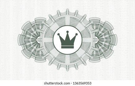 Green abstract linear rosette with crown icon inside