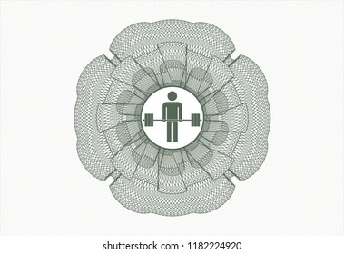 Green abstract linear rosette with deadlift icon inside