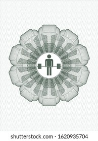 Green abstract linear rosette with deadlift icon inside