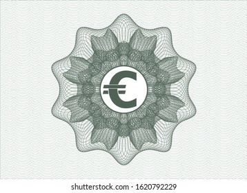 Green abstract linear rosette with euro icon inside