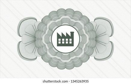 Green abstract linear rosette with factory icon inside