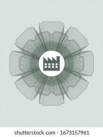 Green abstract linear rosette with factory icon inside
