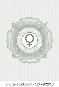 Green abstract linear rosette with female icon inside