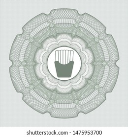 Green abstract linear rosette with fries icon inside