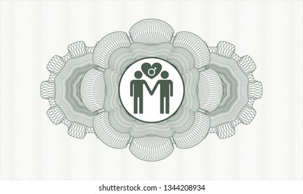 Green abstract linear rosette with gay men love icon inside