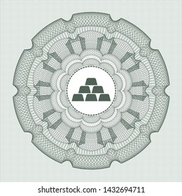 Green abstract linear rosette with gold bullion icon inside