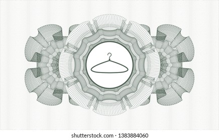 Green abstract linear rosette with hanger icon inside