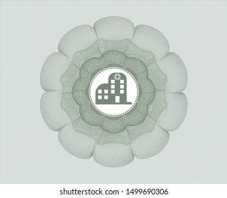 Green abstract linear rosette with hospital icon inside