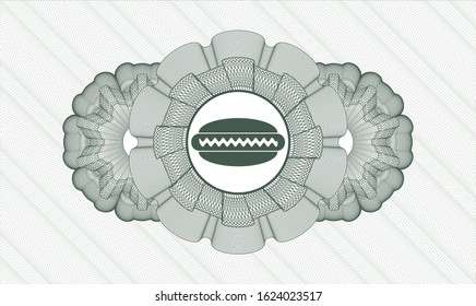 Green abstract linear rosette with hot dog icon inside