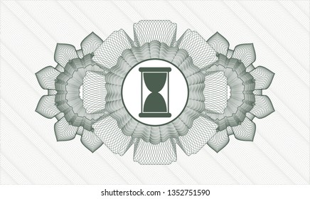 Green abstract linear rosette with hourglass icon inside