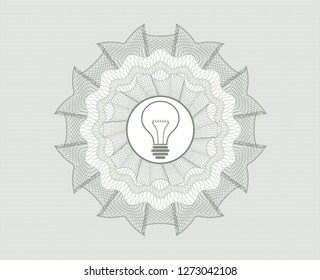 Green abstract linear rosette with idea icon inside