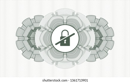 Green abstract linear rosette with inaccessible icon inside