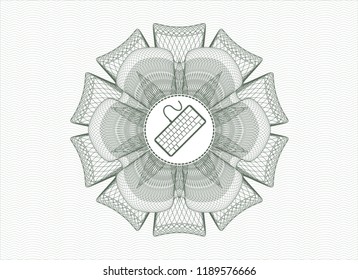 Green abstract linear rosette with keyboard icon inside