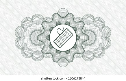 Green abstract linear rosette with keyboard icon inside