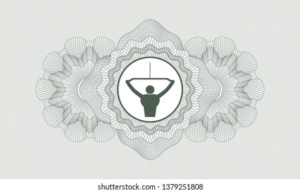 Green abstract linear rosette with lat pull down, exercise icon inside