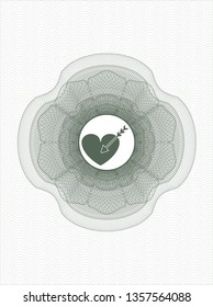 Green abstract linear rosette with love icon inside