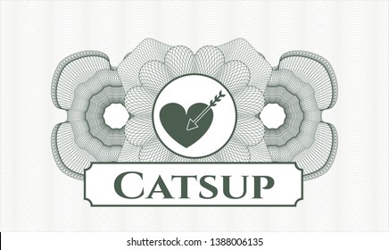 Green abstract linear rosette with love icon and Catsup text inside