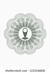 Green abstract linear rosette with map pointer icon inside