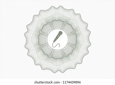Green abstract linear rosette with microphone icon inside