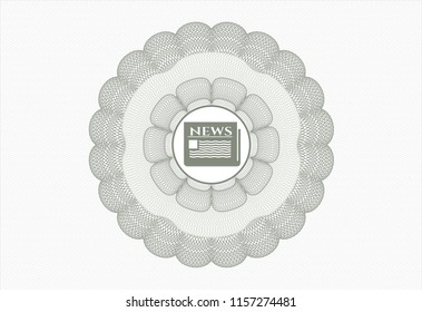Green abstract linear rosette with newspaper icon inside