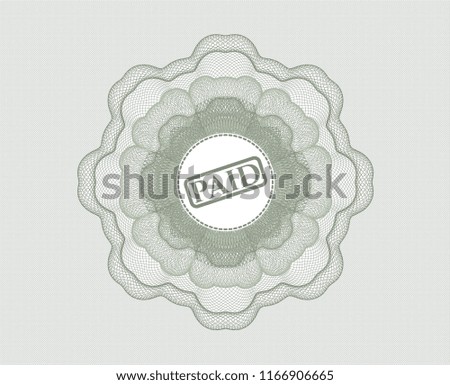 Green abstract linear rosette with paid icon inside