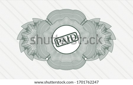 Green abstract linear rosette with paid icon inside