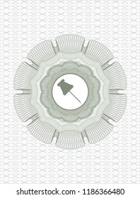 Green abstract linear rosette with paper pin icon inside