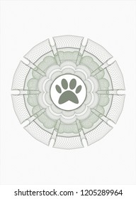 Green abstract linear rosette with paw icon inside