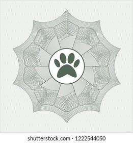 Green abstract linear rosette with paw icon inside