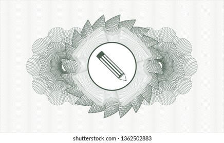 Green abstract linear rosette with pencil icon inside