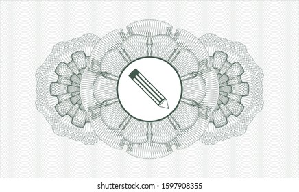 Green abstract linear rosette with pencil icon inside