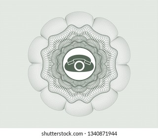 Green abstract linear rosette with phone icon inside