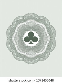 Green abstract linear rosette with poker clover icon inside