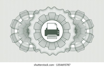 Green abstract linear rosette with printer icon inside