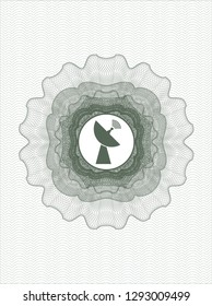 Green abstract linear rosette with radar icon inside