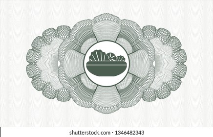 Green abstract linear rosette with salad icon inside