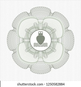 Green abstract linear rosette with ship icon inside