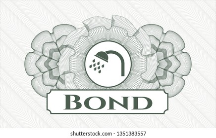 Green abstract linear rosette with shower icon and Bond text inside