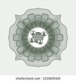 Green abstract linear rosette with social network icon inside