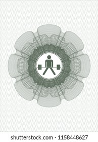 Green abstract linear rosette with sumo deadlift icon inside