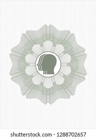 Green abstract linear rosette with team work icon inside