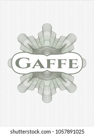 Green abstract linear rosette with text Gaffe inside